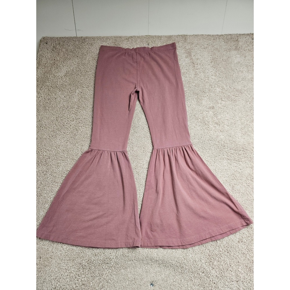 April Cornell Embroidered Bell Bottom Leggings Mauve Floral Flare Pants S Boho - Picture 6 of 7